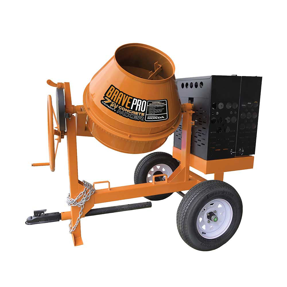 Brave Concrete Mixer 7 Cu. Ft. Steel Drum Honda GX270 - BRPCM107H