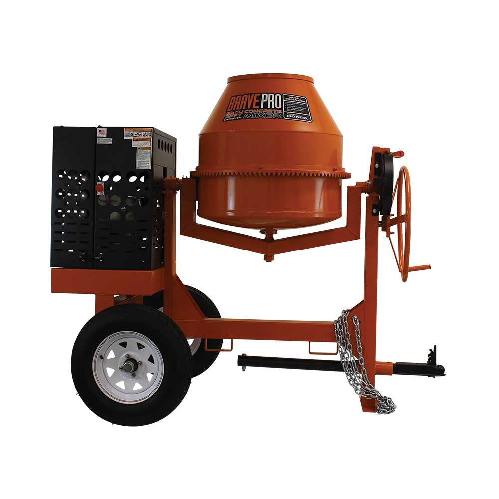 Brave Concrete Mixer 9 Cu. Ft. Steel Drum Honda GX270 - BRPCM109H