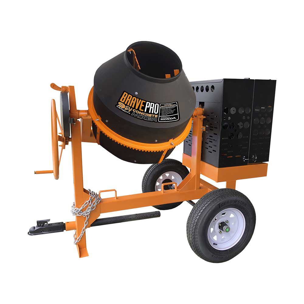 Brave Concrete Mixer 9 Cu. Ft. Poly Drum Honda GX270 - BRPCM209H