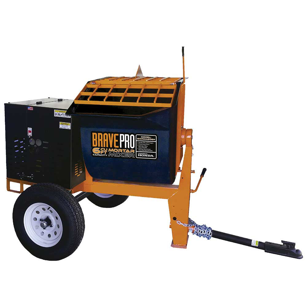 Brave Mortar Mixer 6 Cu. Ft. Poly Drum Honda GX240 - BRPMM206H