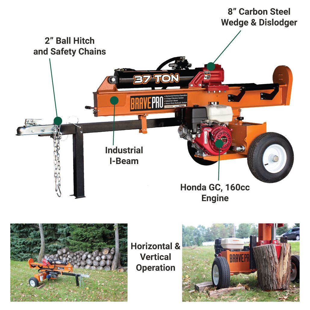 Brave Log Splitter 37-Ton Honda GX270 - VH1737GX