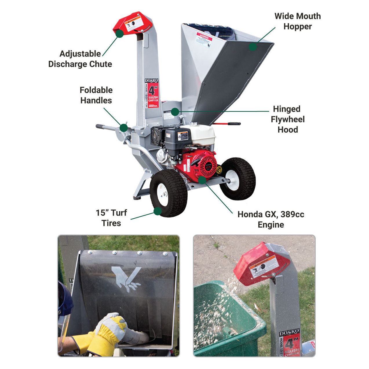 Dosko Brush Chipper 4 In. Honda GX390 - 1321T13H